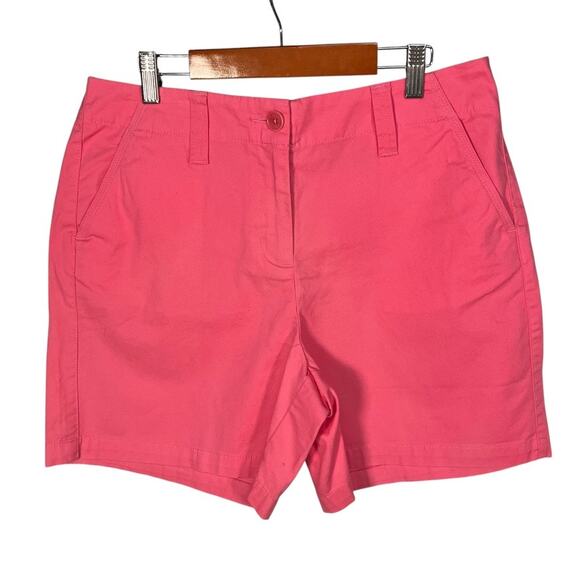 Talbots Stretch Chino Shorts Flat Front 6" Inseam Womens 10 Pink Golf Summer - Picture 1 of 14
